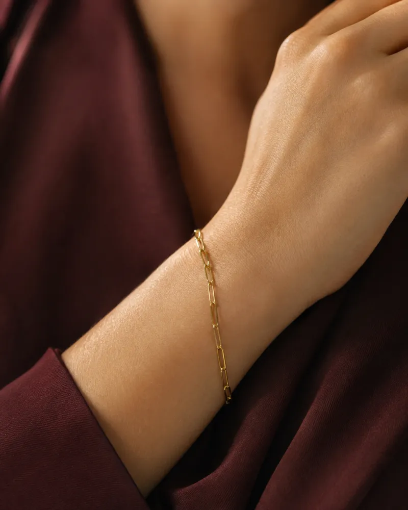 Pulseira Dourada Elos Retangular Biju