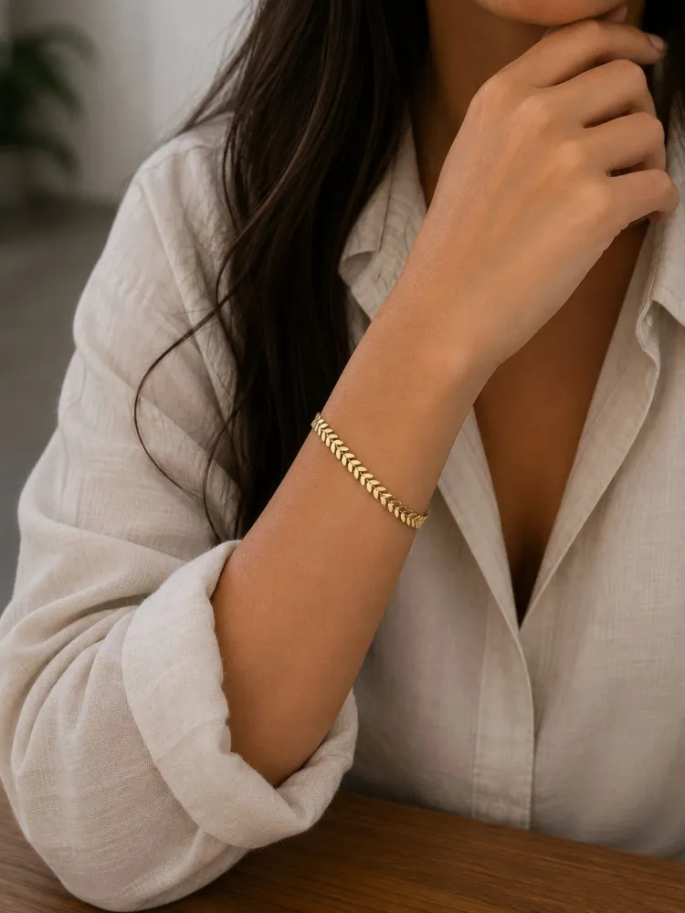 Pulseira Dourada Escama Bijuteria