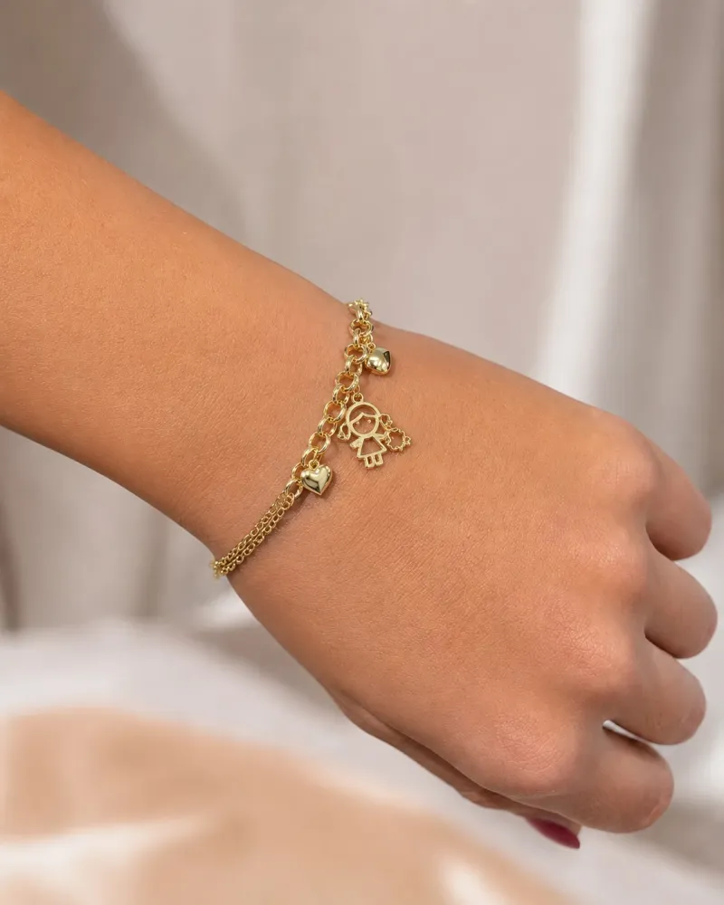 Pulseira Dourada Fio Duplo Menina