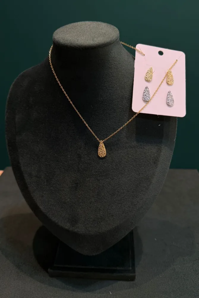 Conjunto Gota Dourado e Prata