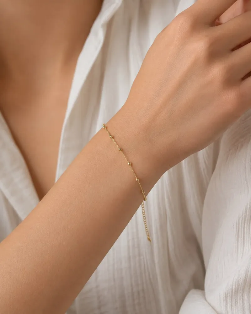 Pulseiras Dourada Bolinhas Lisas Douradas