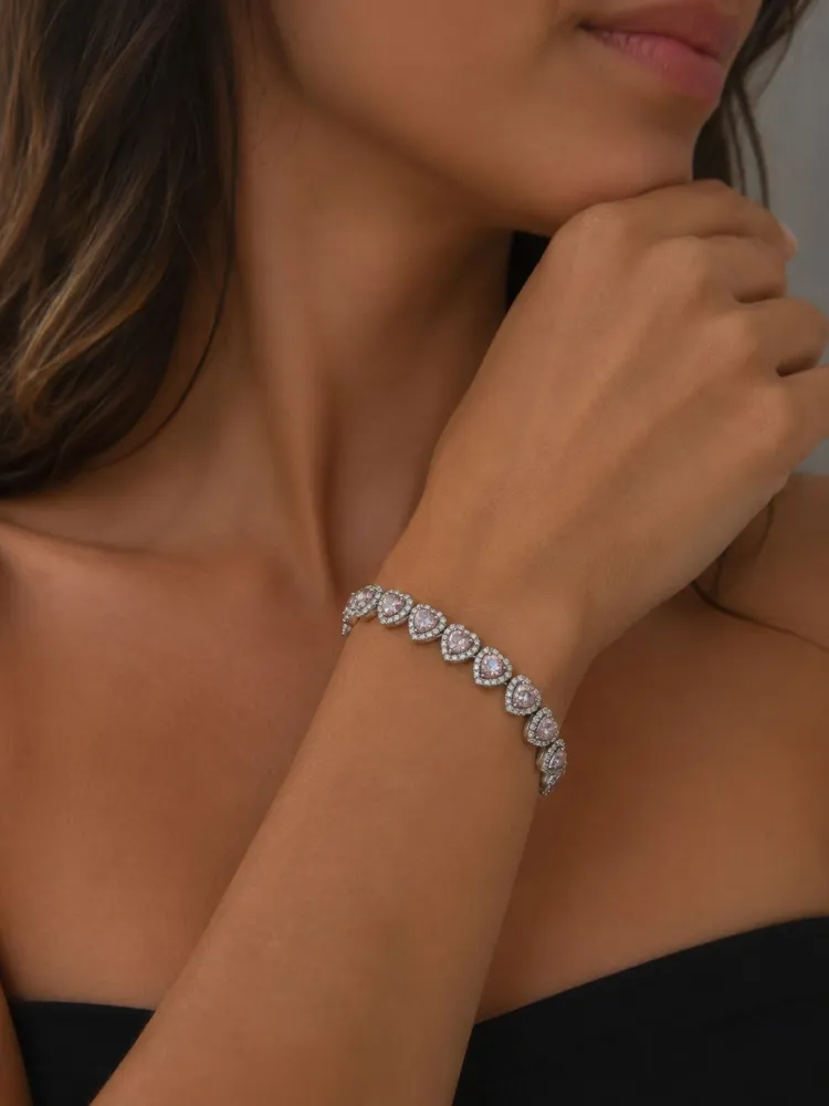Pulseira Riviera Coração Rose Bijuteria