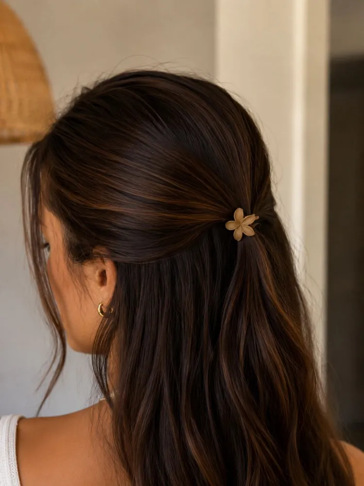 Presilha Mini para Cabelo de Flor Marrom