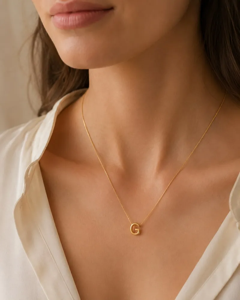 Colar Dourado Liso Inicial 'G'