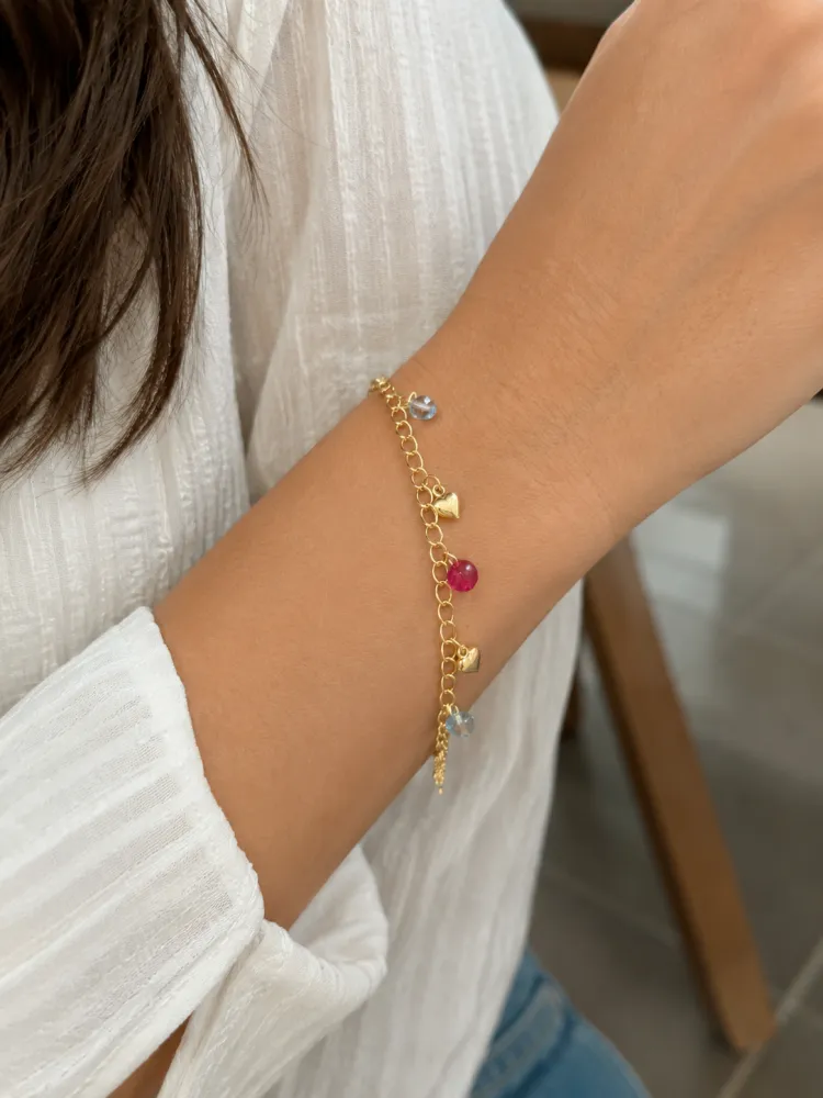 Pulseira de Pedrinhas Coloridas Bijuteria