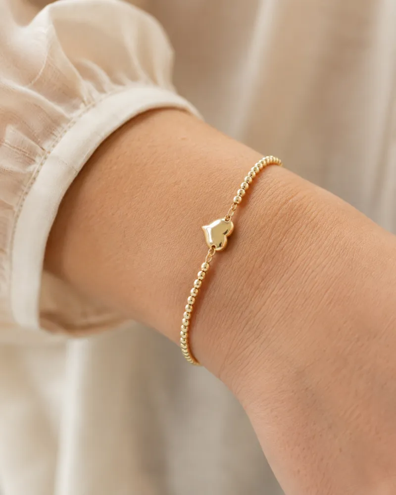 Pulseira de Coração Dourado Bijuteria