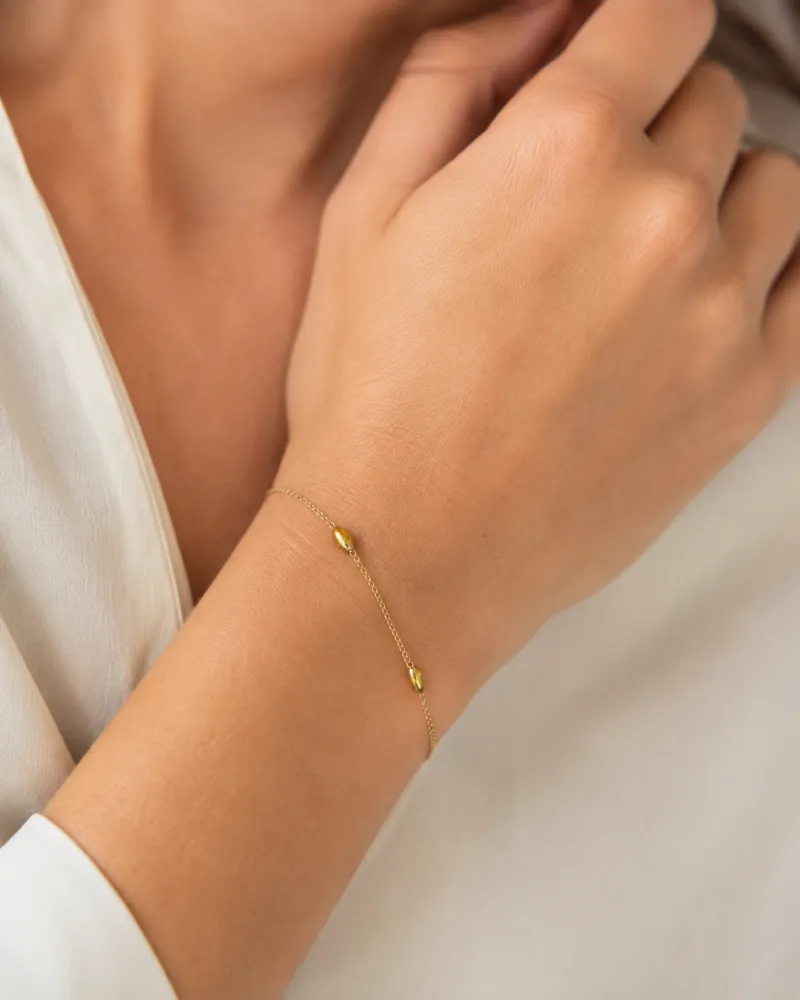 Pulseira Dourada Bolinha Oval Biju