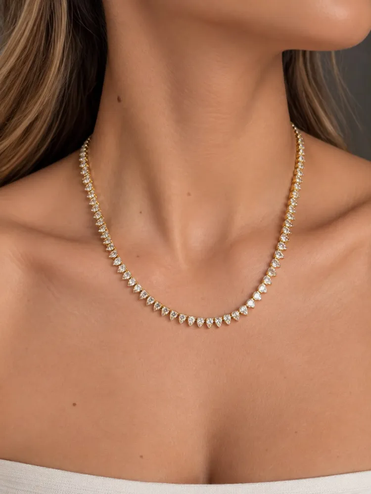 Colar Riviera Gota Dourado Bijuteria