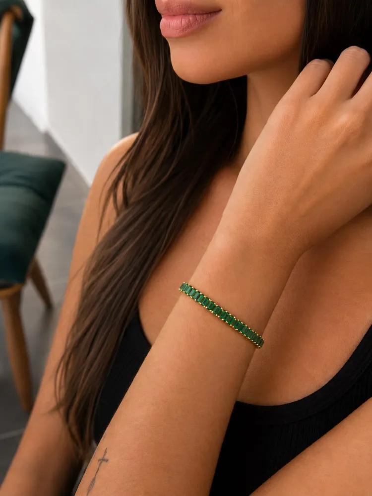 Pulseira Riviera Cristal Verde Bijuteria