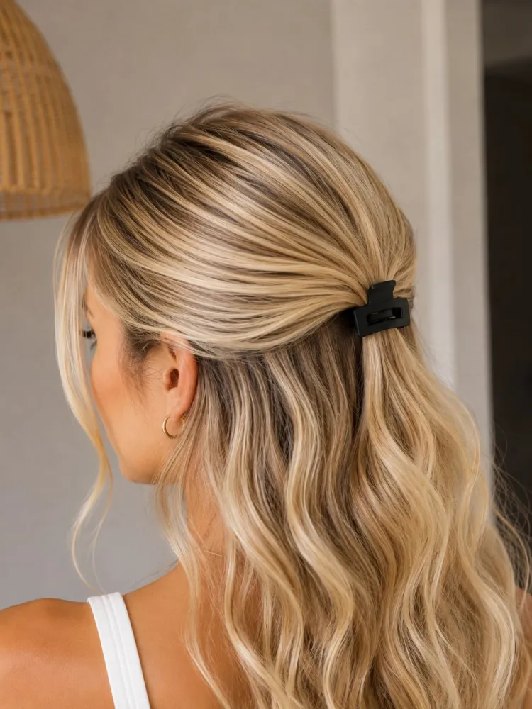 Presilha Mini para Cabelo Retangular Preta