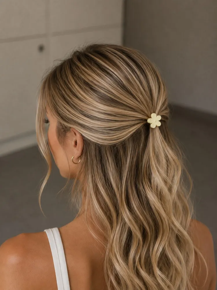 Presilha Mini para Cabelo de Flor Lisa Amarela