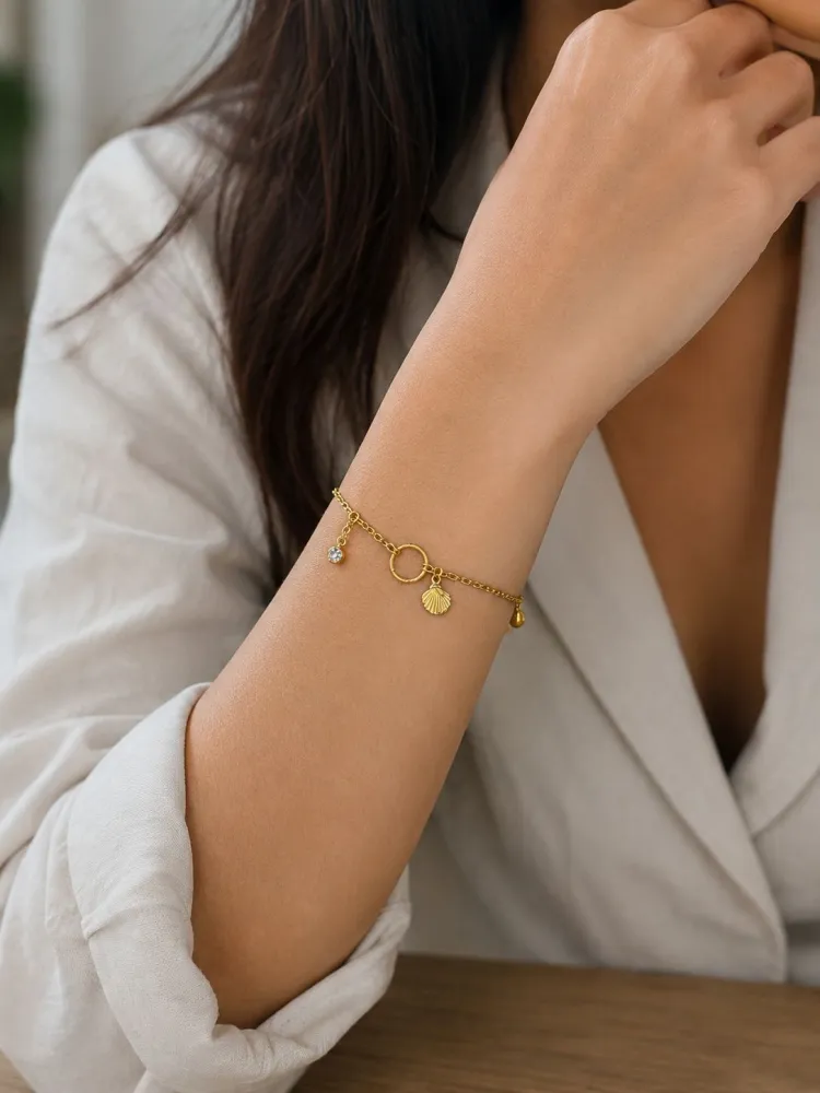 Pulseira de Concha com Ponto de Luz Bijuteria
