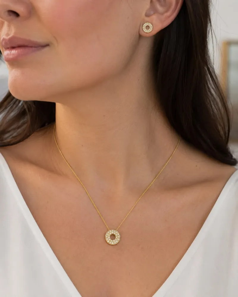 Conjunto Dourado Luxo Ouro Redondo Furo no Meio