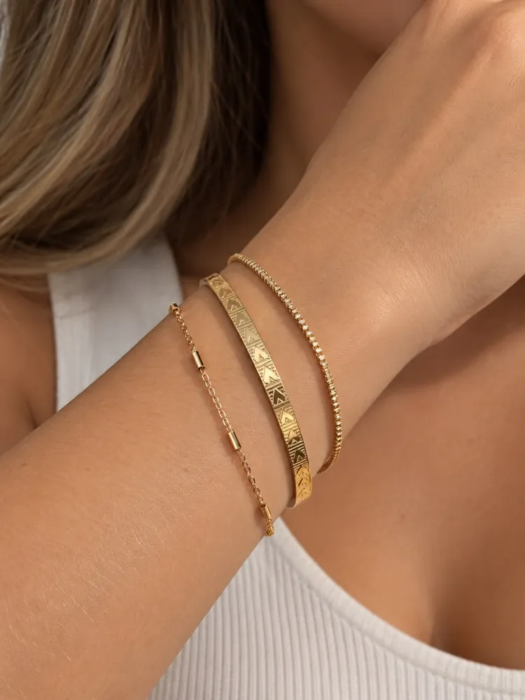 Pulseiras Douradas com Bracelete Kit 3 Bijuteria