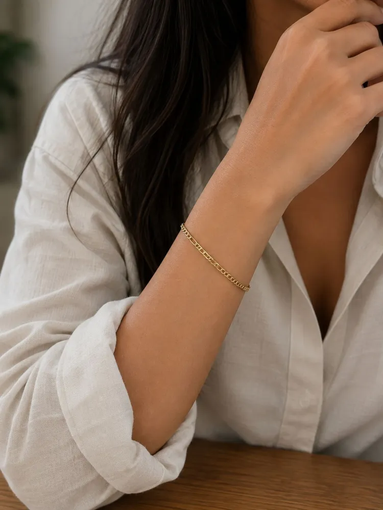 Pulseira Dourada Elos Redondos Bijuteria