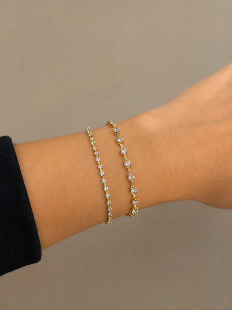 Pulseira Dourada Dupla Riviera Bijuteria