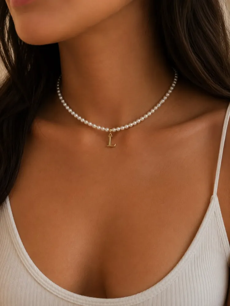 Colar Choker Perola Inicial