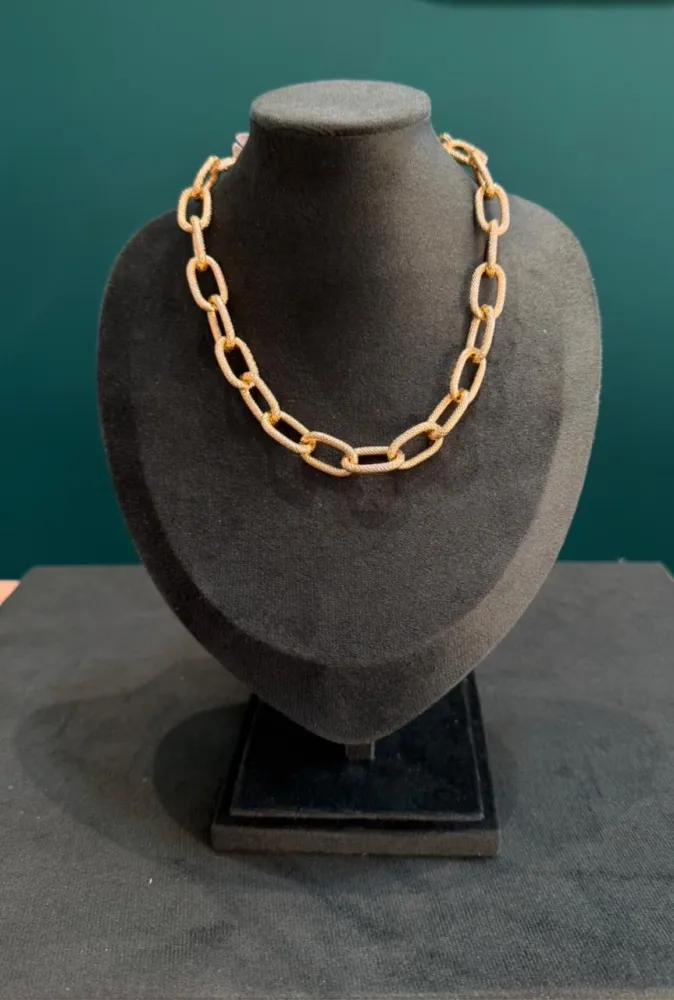 Colar Choker de Elos Grandes Dourado