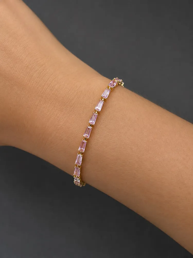 Pulseira Riviera Retangular Rose Bijuteria