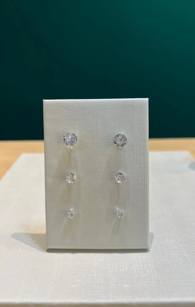 Brinco Trio Prata Ponto de Luz Grande Zirconia