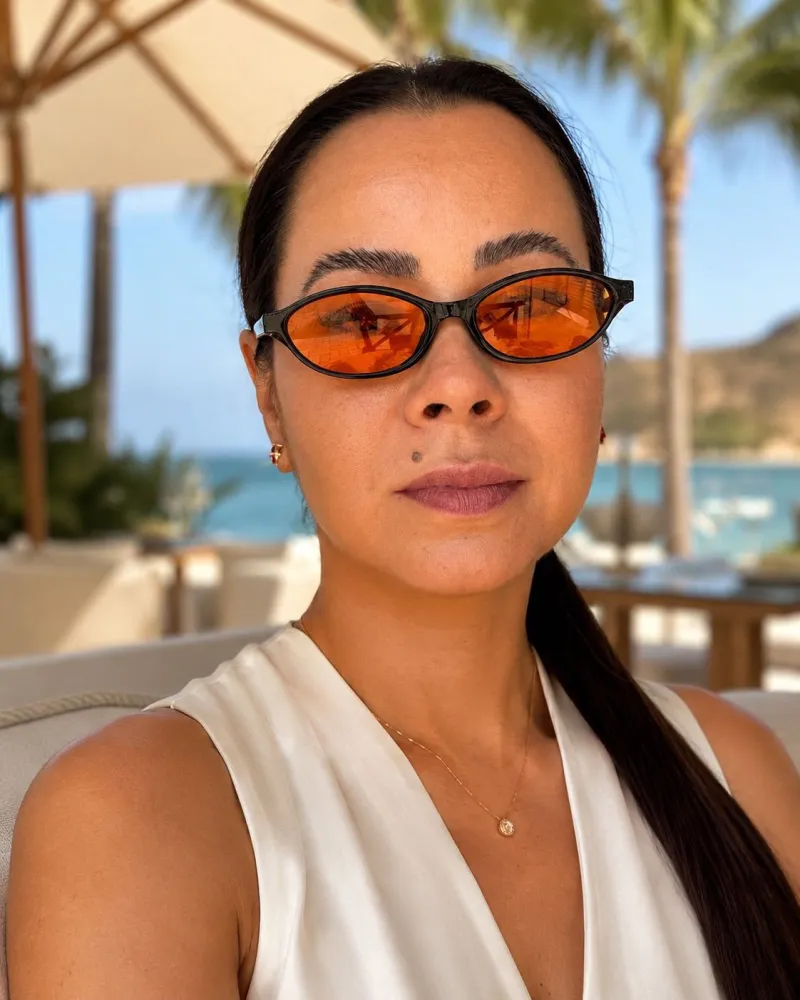 Óculos Oval Slim Lente Laranja