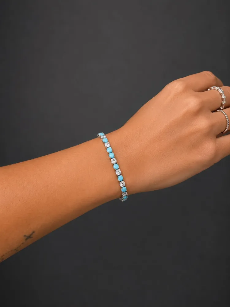 Pulseira Riviera Tradicional Azul com Cristal Bsijuteria