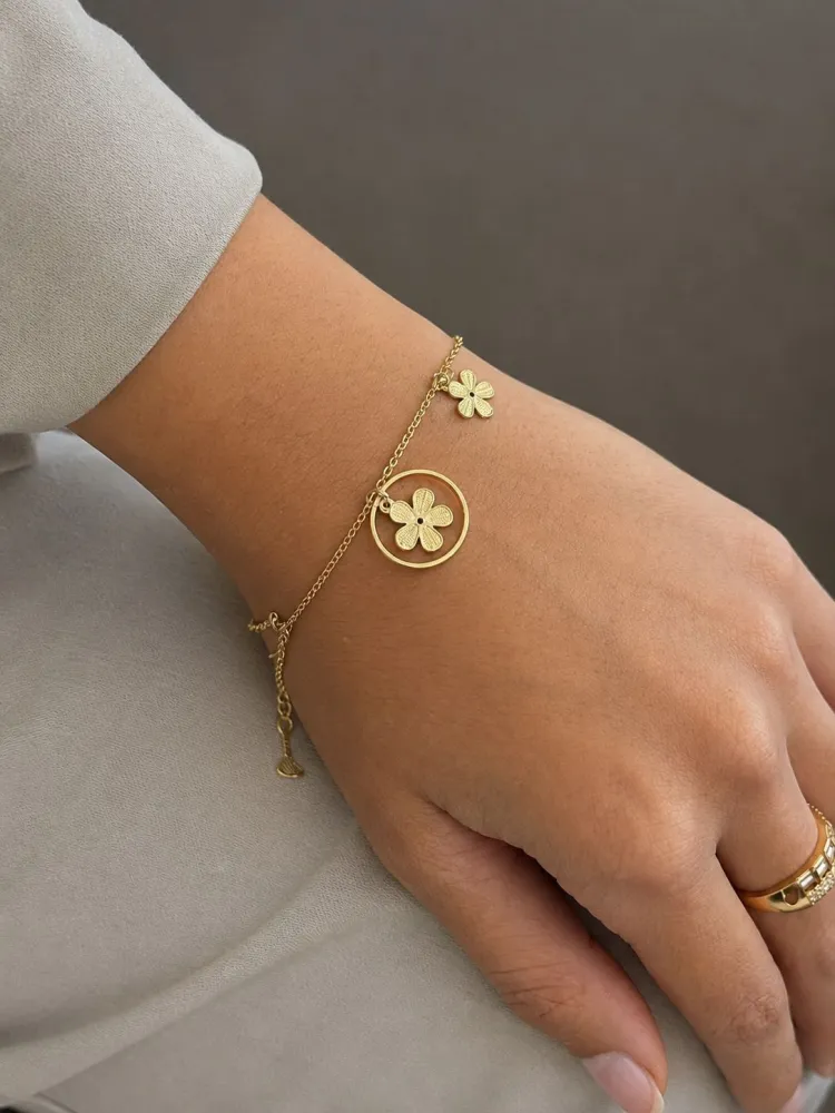Pulseira de Flor Dourada Bijuteria