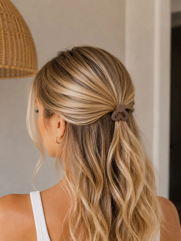 Presilha Mini para Cabelo de Coração Marrom