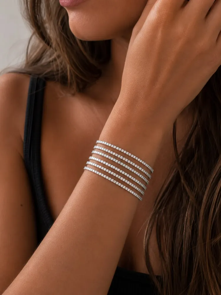Pulseiras Riviera Prata Tradicional Kit com 6 Bijuteria