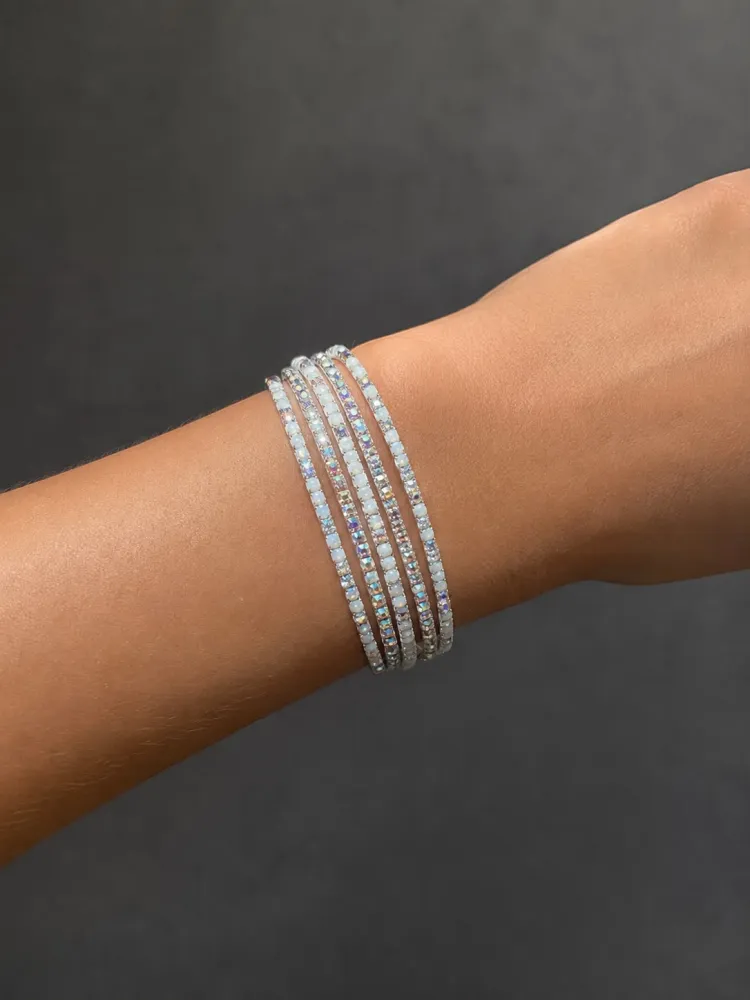 Pulseiras Riviera Prata Branca e Fruta-Cor Kit com 5 Bijuteria