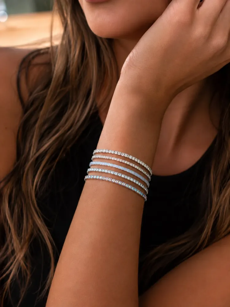 Pulseiras Riviera Prata Mesclada Kit com 5 Bijuteria