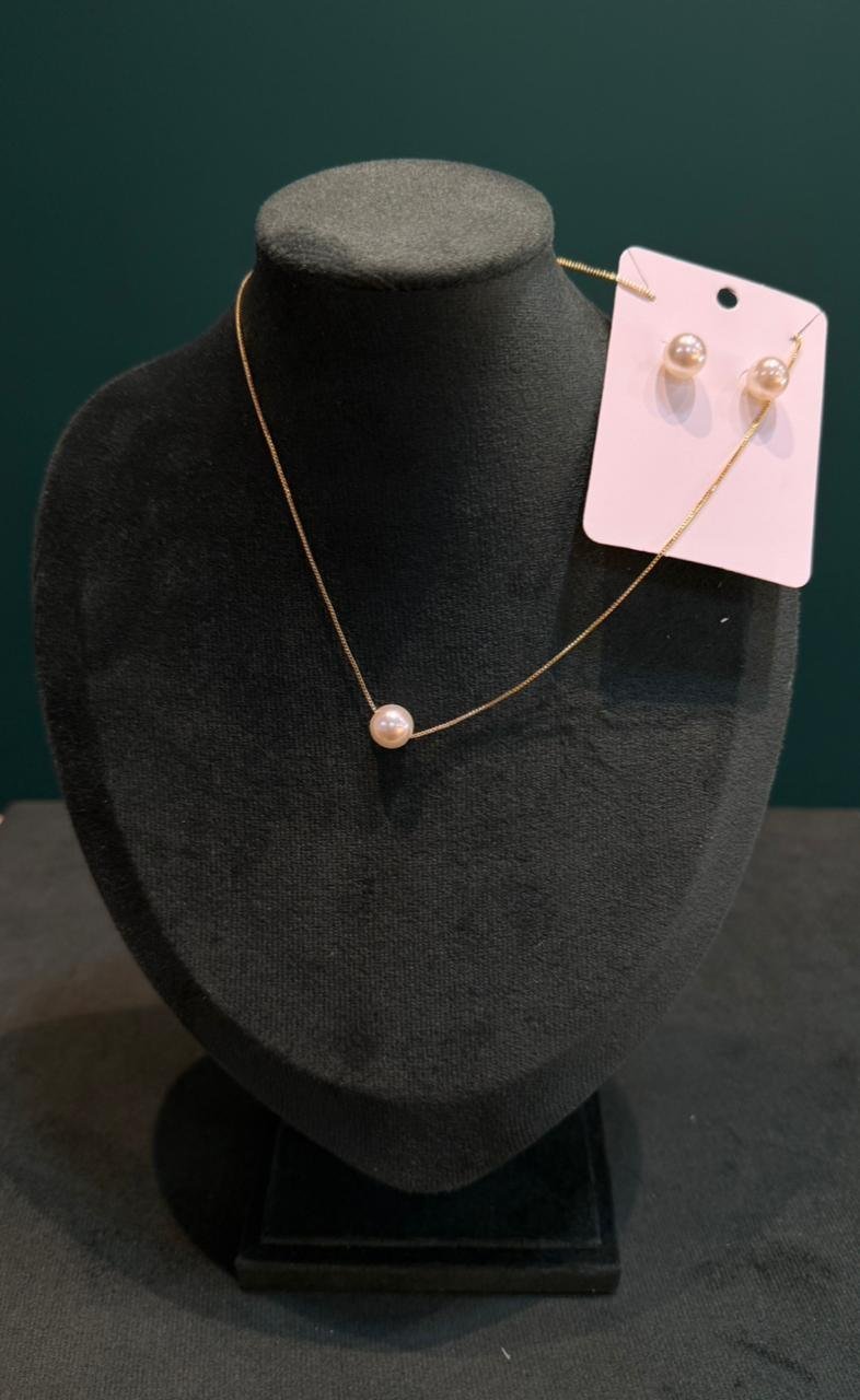 conjunto uma perola dourado