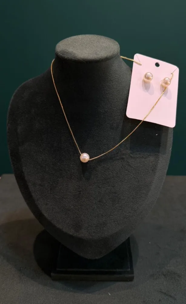 Conjunto uma Perola Dourado