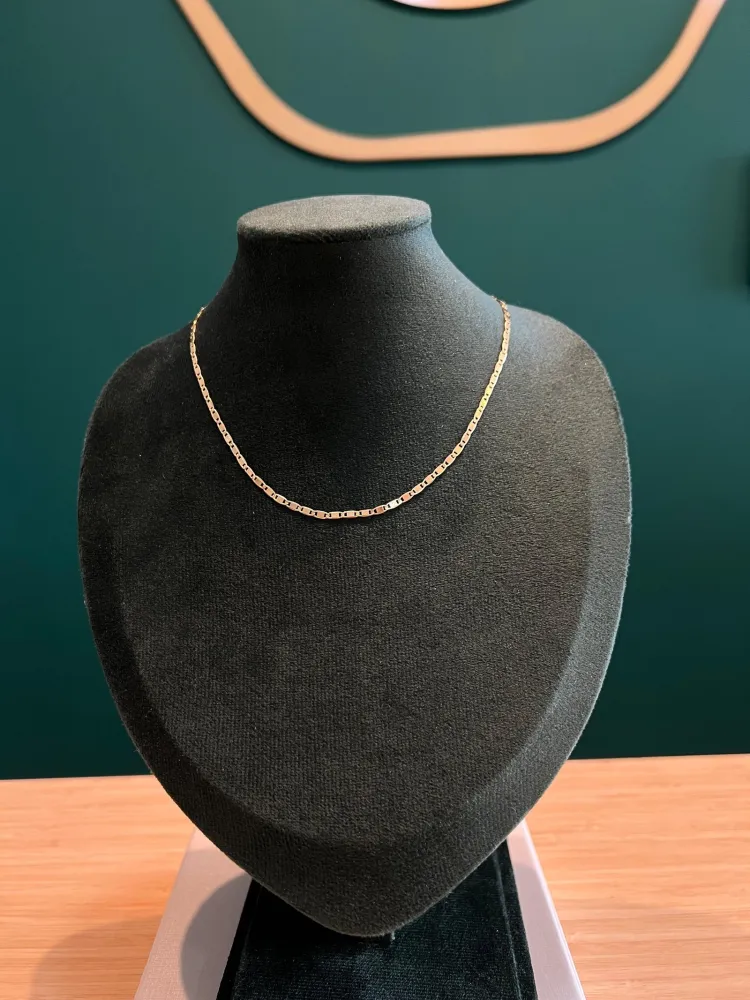 Colar Dourado com Elo Pequeno Retangular