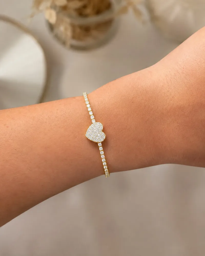 Pulseira Riviera com Coração Crevejado