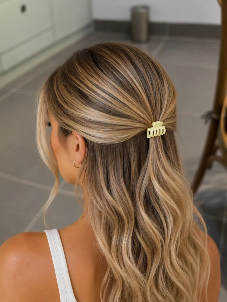 Presilha Mini para Cabelo Oval Amarela
