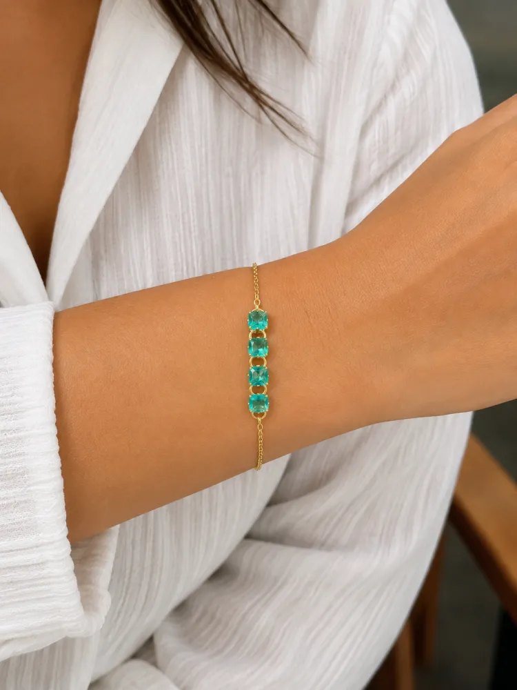 Pulseira Pedras Verdes Bijuteria